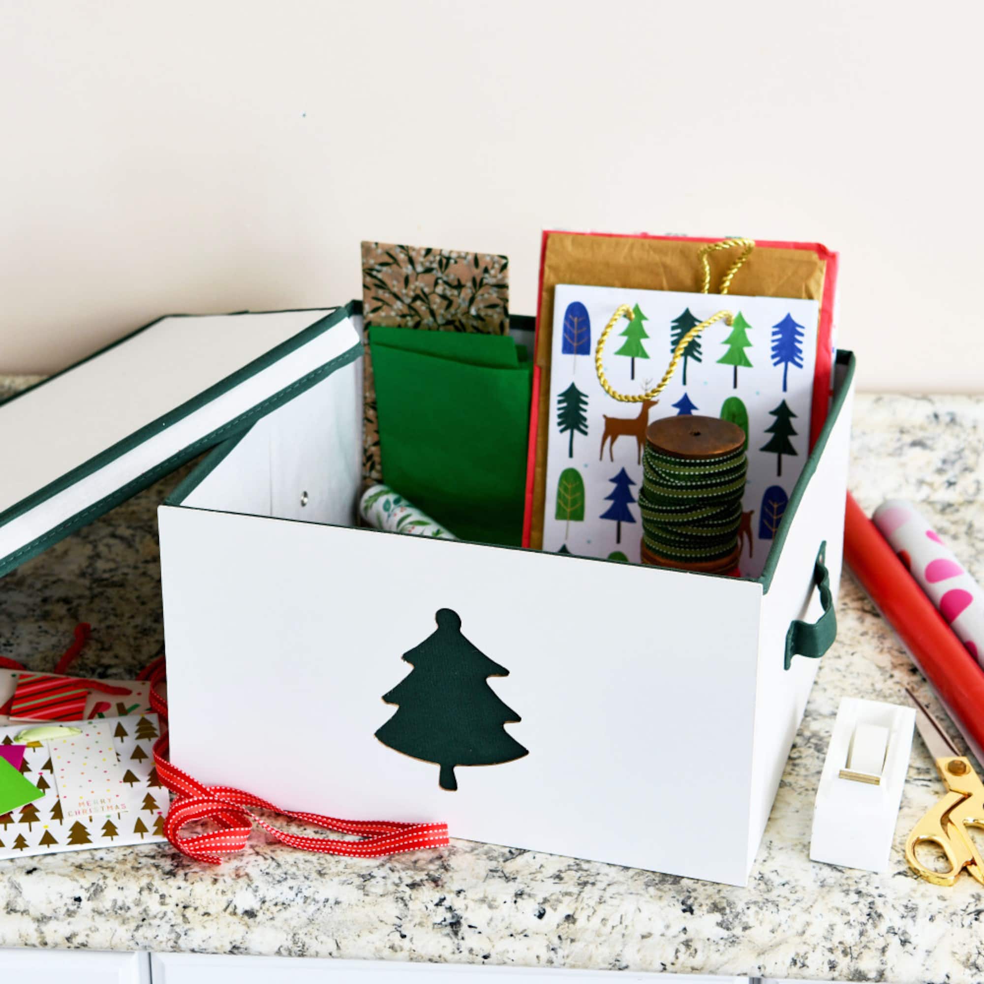 Household Essentials Holiday Green Tree Storage Box